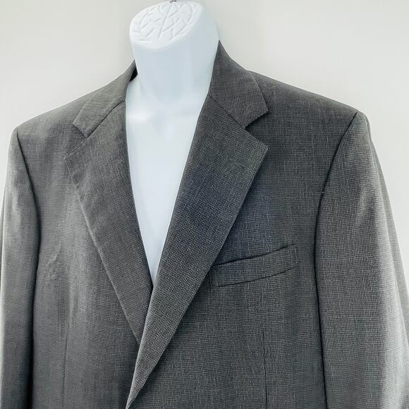 Brooks Brothers Brooks Ease Gray Check Wool Classic Career Blazer Men's 42 R - Picture 2 of 12